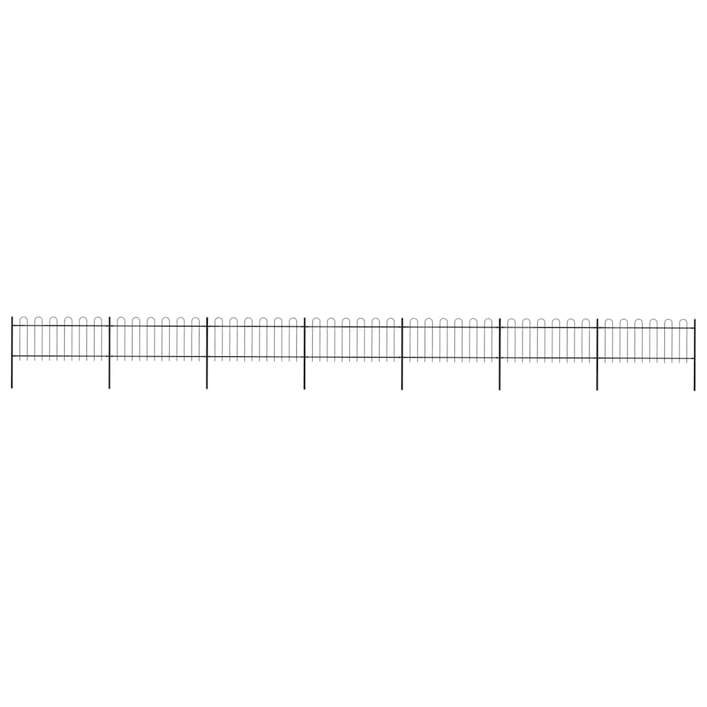 Garden Fence with Hoop Top Steel 1172x80 cm Black
