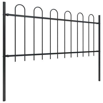 Garden Fence with Hoop Top Steel 1172x80 cm Black