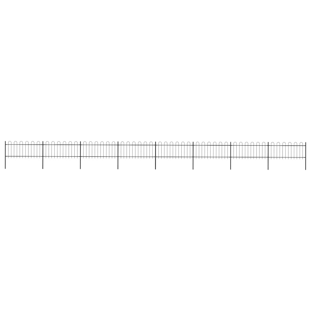 Garden Fence with Hoop Top Steel 1339x80 cm Black