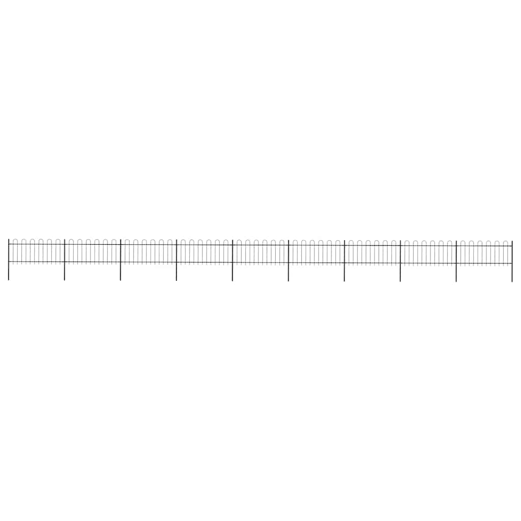 Garden Fence with Hoop Top Steel 1506x80 cm Black