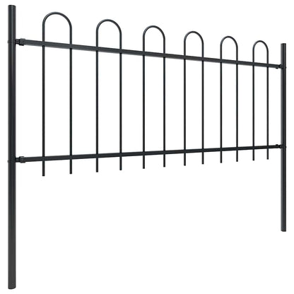 Garden Fence with Hoop Top Steel 1781.5x80 cm Black