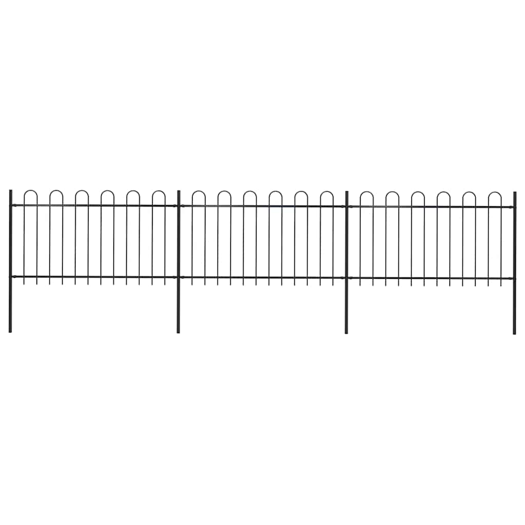 Garden Fence with Hoop Top Steel 504x100 cm Black