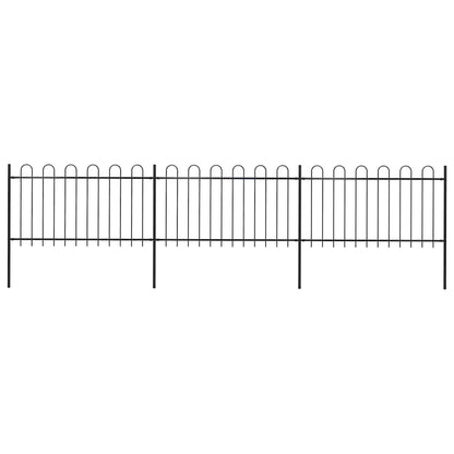 Garden Fence with Hoop Top Steel 504x100 cm Black