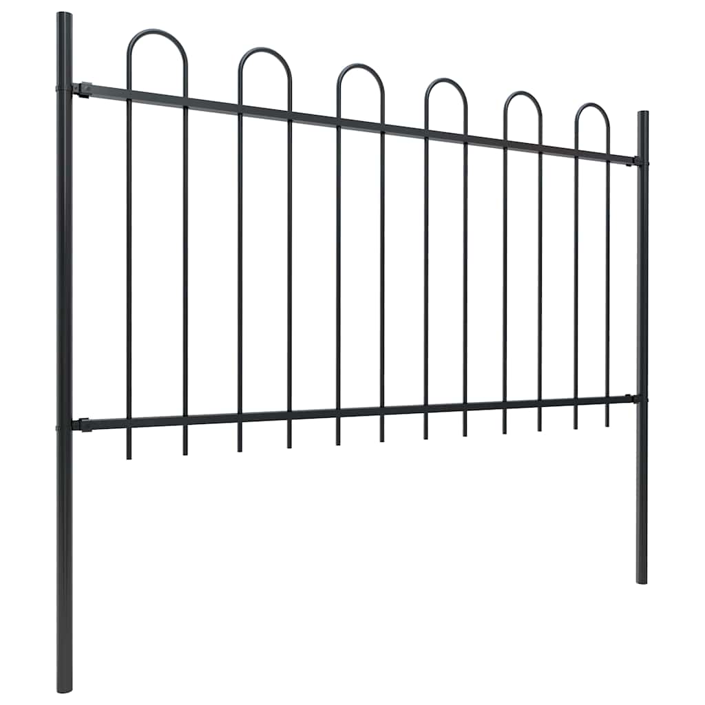Garden Fence with Hoop Top Steel 504x100 cm Black