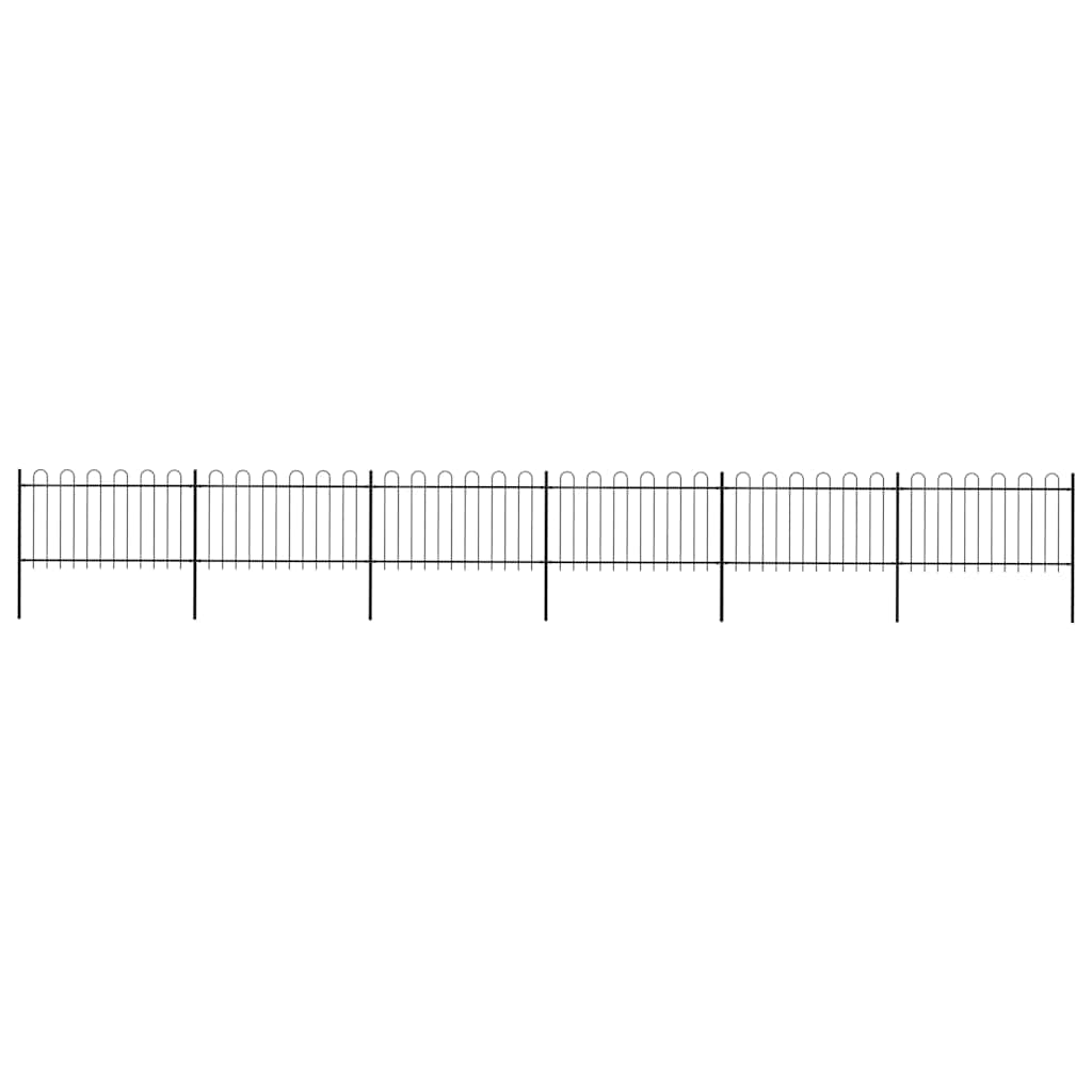 Garden Fence with Hoop Top Steel 1005x100 cm Black