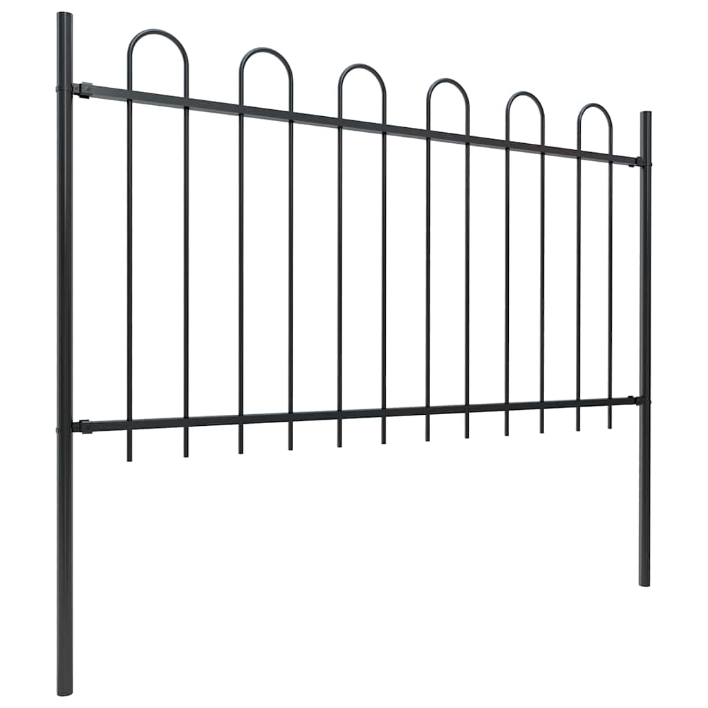 Garden Fence with Hoop Top Steel 1005x100 cm Black