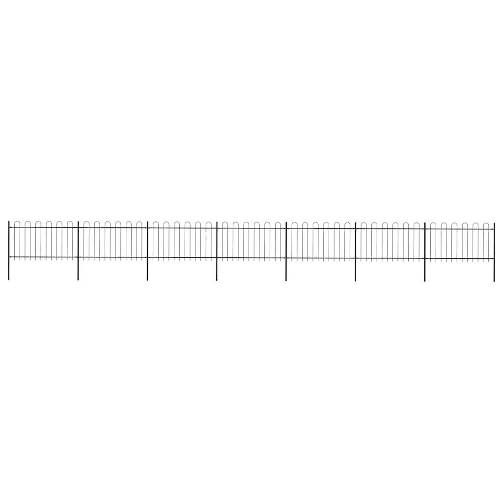 Garden Fence with Hoop Top Steel 1172x100 cm Black