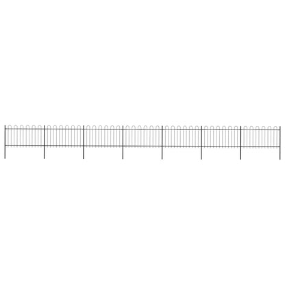 Garden Fence with Hoop Top Steel 1172x100 cm Black
