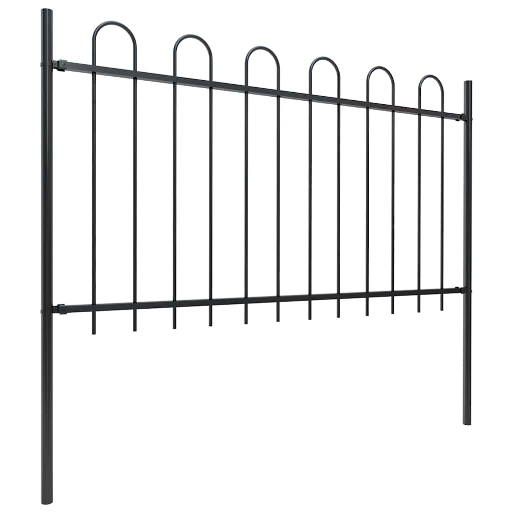 Garden Fence with Hoop Top Steel 1172x100 cm Black