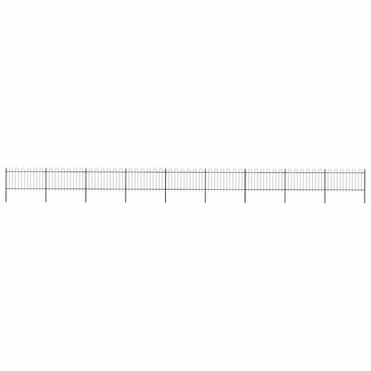 Garden Fence with Hoop Top Steel 1603.5x100 cm Black