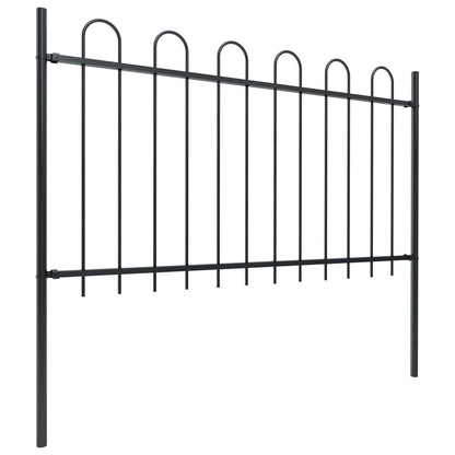 Garden Fence with Hoop Top Steel 1603.5x100 cm Black