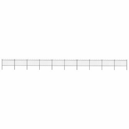 Garden Fence with Hoop Top Steel 1673x100 cm Black