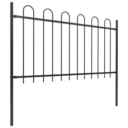 Garden Fence with Hoop Top Steel 1781.5x100 cm Black