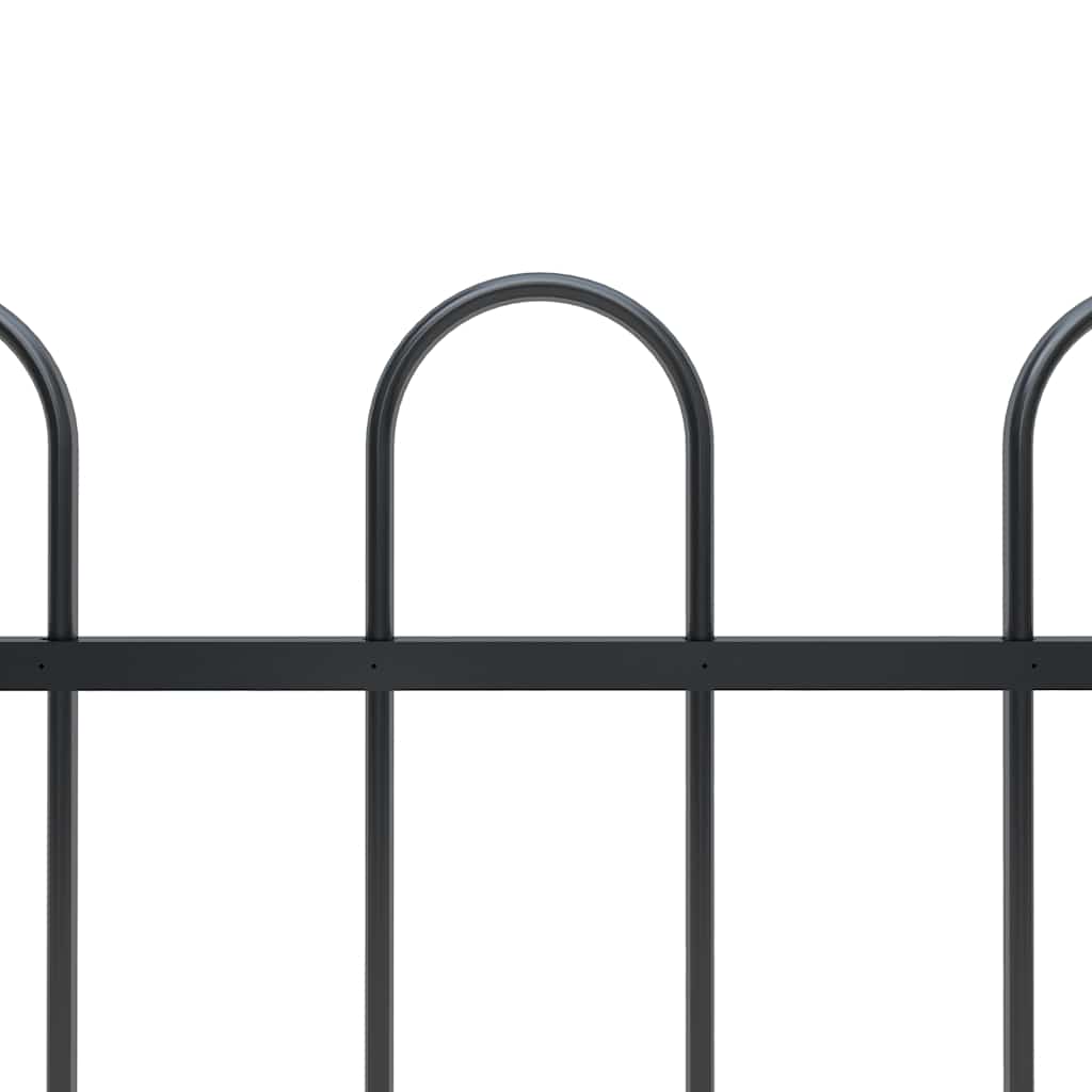Garden Fence with Hoop Top Steel 1781.5x100 cm Black