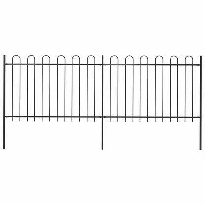 Garden Fence with Hoop Top Steel 337x120 cm Black