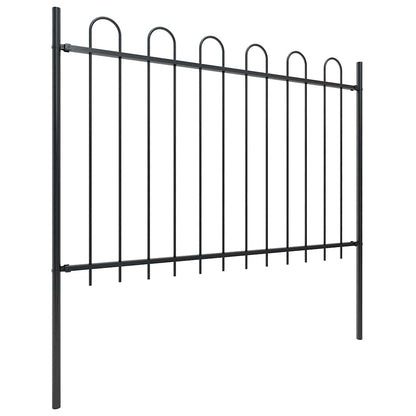 Garden Fence with Hoop Top Steel 337x120 cm Black