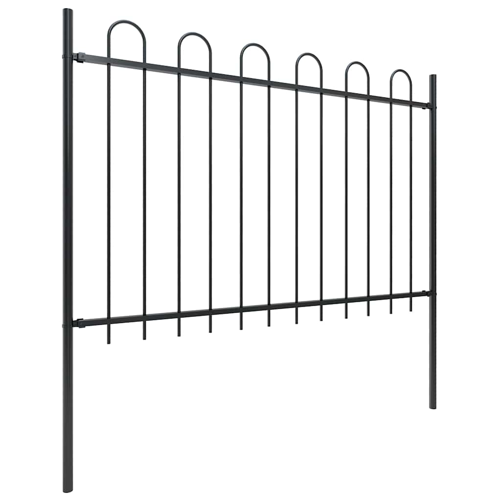 Garden Fence with Hoop Top Steel 1603.5x120 cm Black