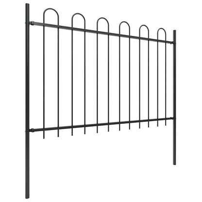 Garden Fence with Hoop Top Steel 1603.5x120 cm Black