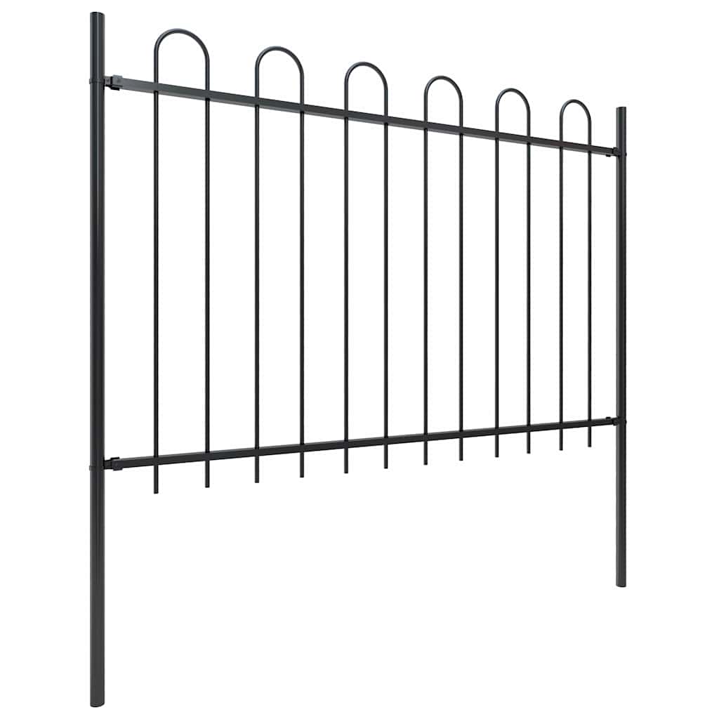 Garden Fence with Hoop Top Steel 1781.5x120 cm Black