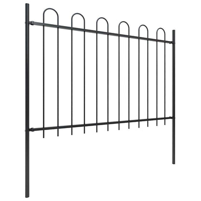 Garden Fence with Hoop Top Steel 1781.5x120 cm Black