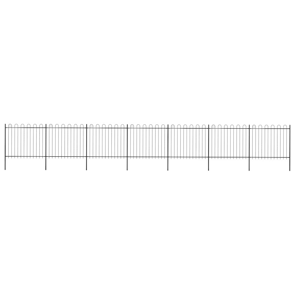 Garden Fence with Hoop Top Steel 1172x150 cm Black