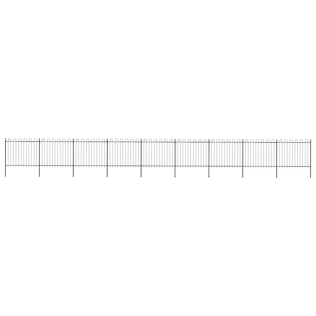 Garden Fence with Hoop Top Steel 1506x150 cm Black