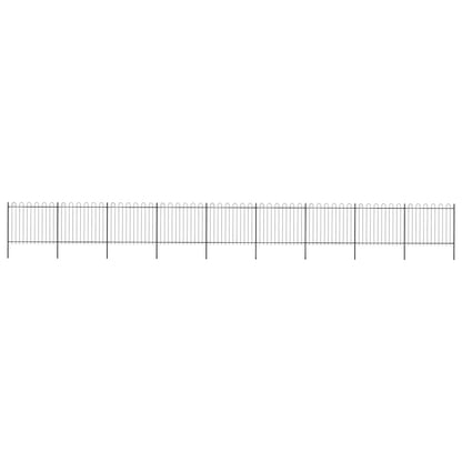 Garden Fence with Hoop Top Steel 1506x150 cm Black