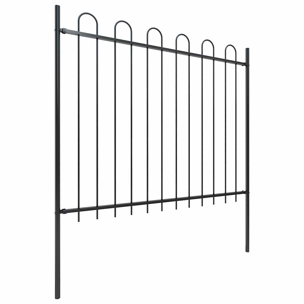 Garden Fence with Hoop Top Steel 1506x150 cm Black