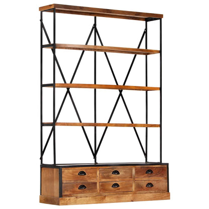 284423 vidaXL 4-Tier Bookcase with 6 Drawers 122x36x181 cm Solid Mango Wood