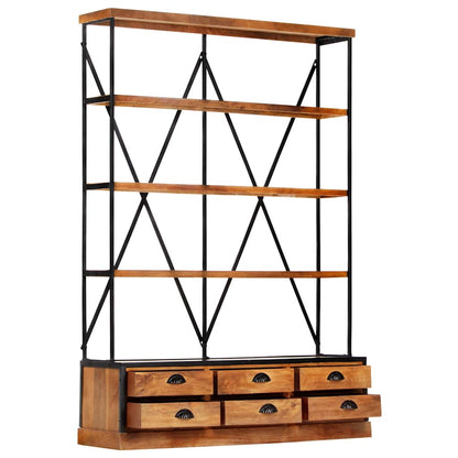 284423 vidaXL 4-Tier Bookcase with 6 Drawers 122x36x181 cm Solid Mango Wood