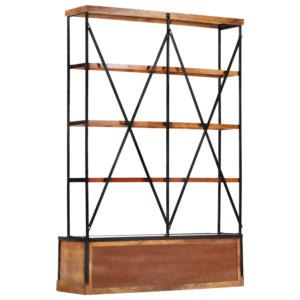 284423 vidaXL 4-Tier Bookcase with 6 Drawers 122x36x181 cm Solid Mango Wood