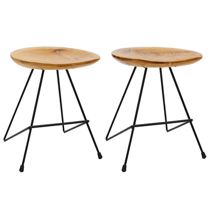 Stools 2 pcs Solid Teak Wood