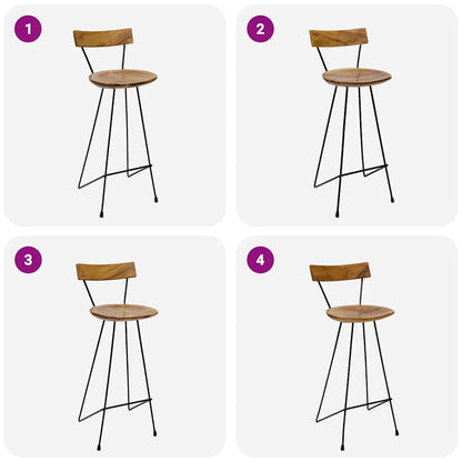 Bar Stools 2 pcs Solid Teak Wood