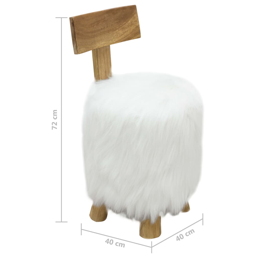 Stool White Solid Teak Wood