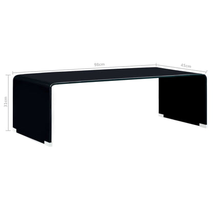 Coffee Table | Black | Tempered Safety Glass | 98 x 45 x 31 cm