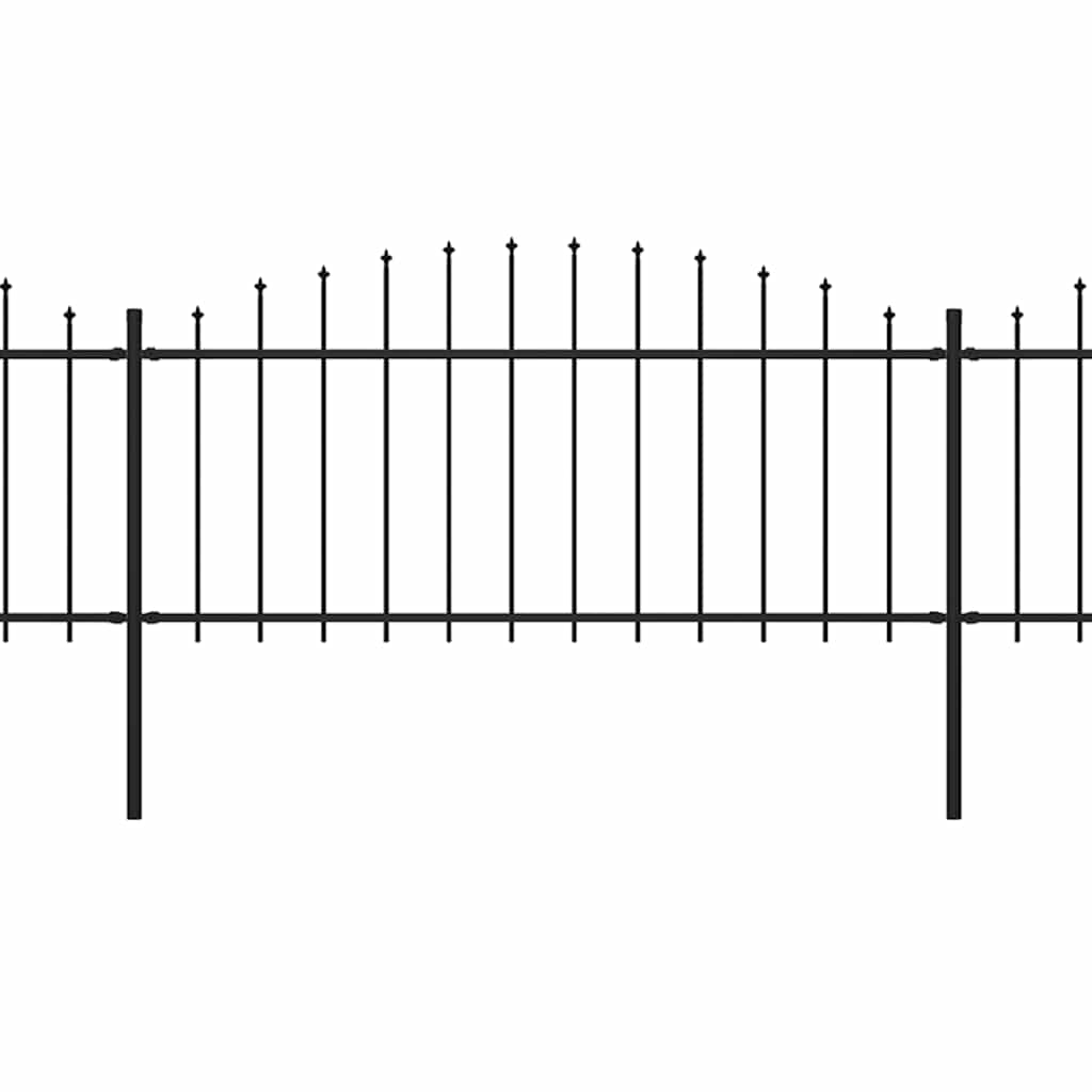 Garden Fence with Spear Top Steel (0.5-0.75)x3.4 m Black
