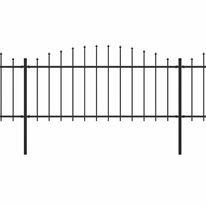 Garden Fence with Spear Top Steel (0.5-0.75)x3.4 m Black