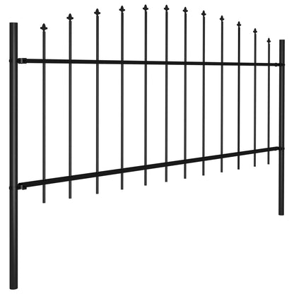 Garden Fence with Spear Top Steel (0.5-0.75)x3.4 m Black