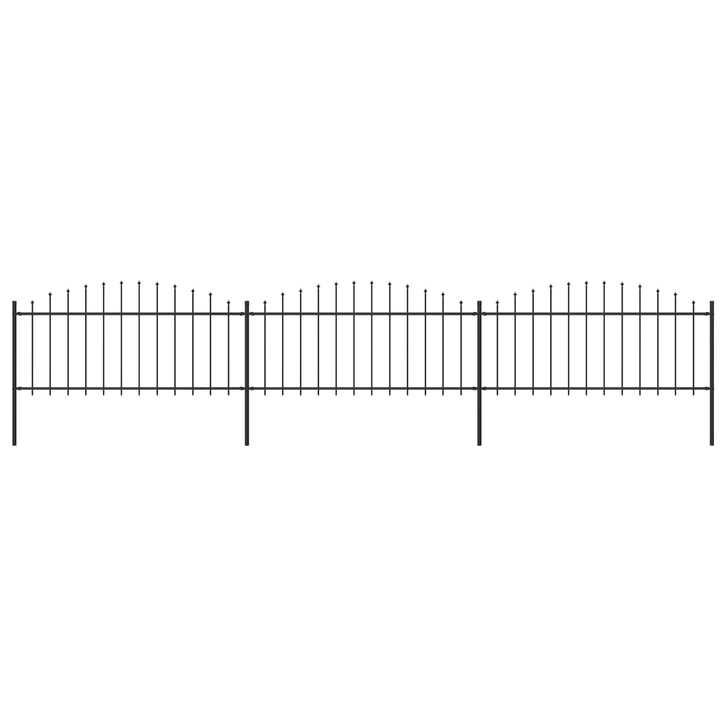 Garden Fence with Spear Top Steel 537x75 cm Black
