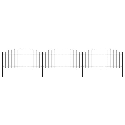 Garden Fence with Spear Top Steel 537x75 cm Black