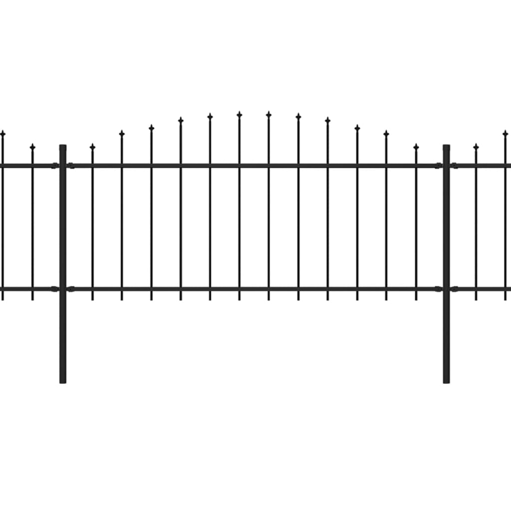 Garden Fence with Spear Top Steel 537x75 cm Black