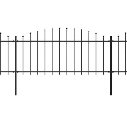 Garden Fence with Spear Top Steel 537x75 cm Black