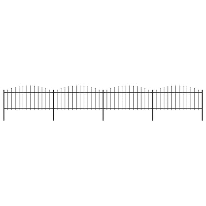 Garden Fence with Spear Top Steel 714.5x75 cm Black