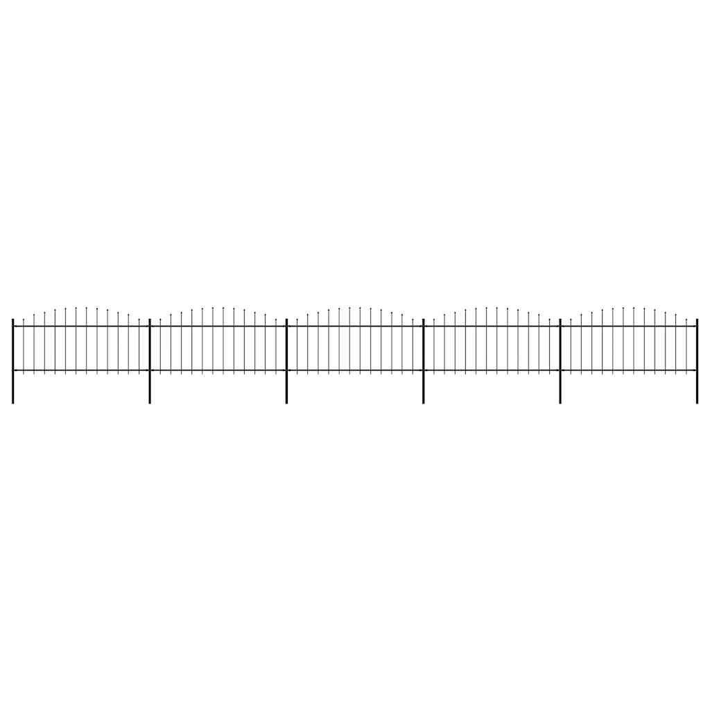 Garden Fence with Spear Top Steel 892.5x75 cm Black