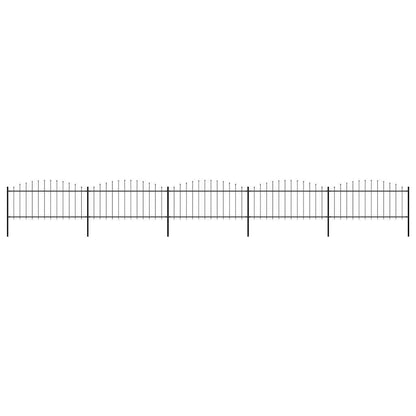 Garden Fence with Spear Top Steel 892.5x75 cm Black