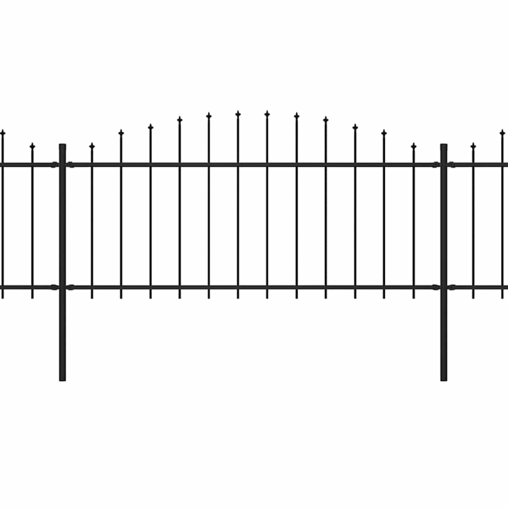 Garden Fence with Spear Top Steel 892.5x75 cm Black
