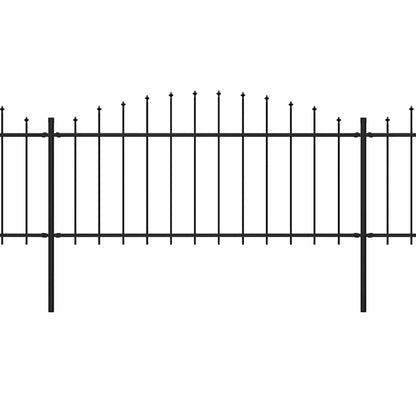 Garden Fence with Spear Top Steel 892.5x75 cm Black