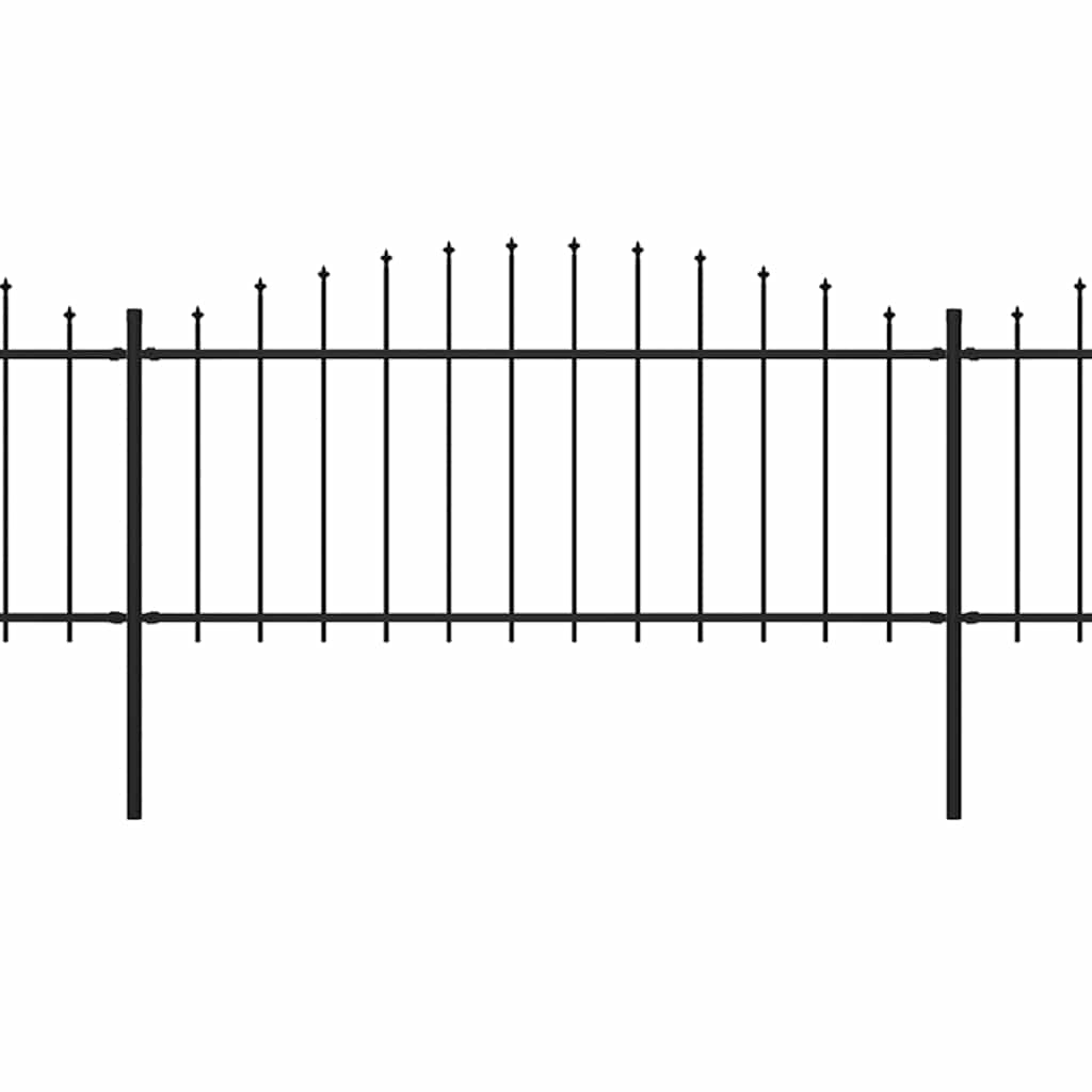 Garden Fence with Spear Top Steel 1070x75 cm Black