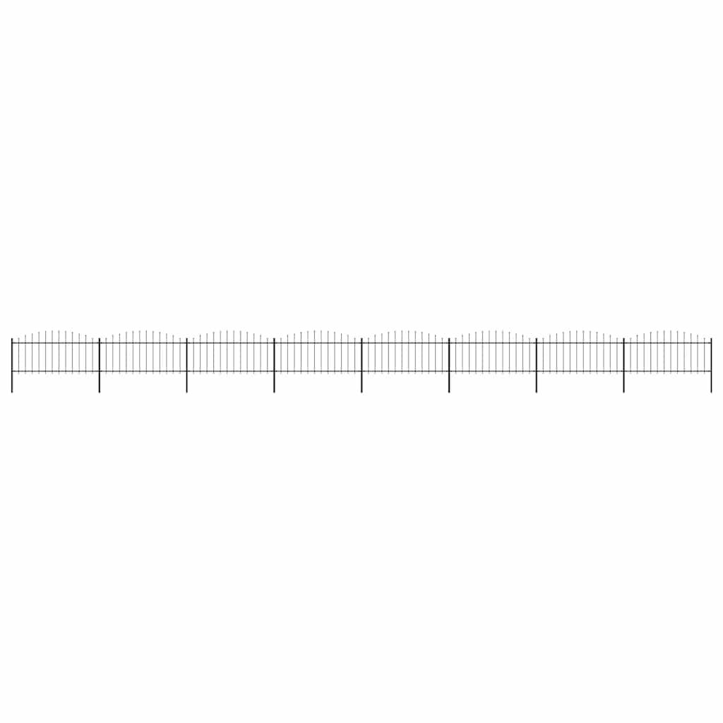 Garden Fence with Spear Top Steel 1426x75 cm Black