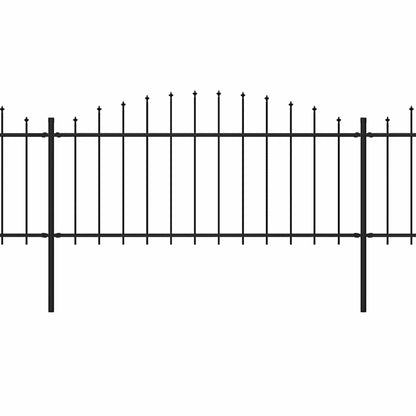 Garden Fence with Spear Top Steel 1603.5x75 cm Black